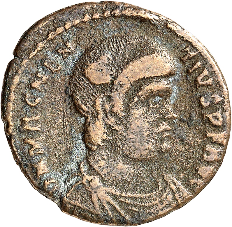 RIC VIII Lugdunum 154 Magnentius obverse, Bust of Magnentius, bareheaded, draped, cuirassed, right
