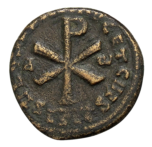 RIC VIII Lugdunum 163 Magnentius reverse, ☧ flanked by A and ω