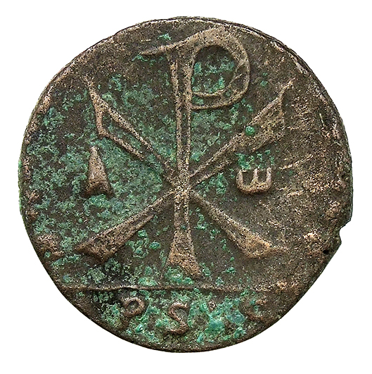RIC VIII Lugdunum 168 Magnentius reverse, ☧ flanked by A and ω