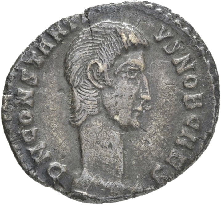 RIC VIII Lugdunum 182 Constantius II obverse, Head of Constantius Gallus, bareheaded, right