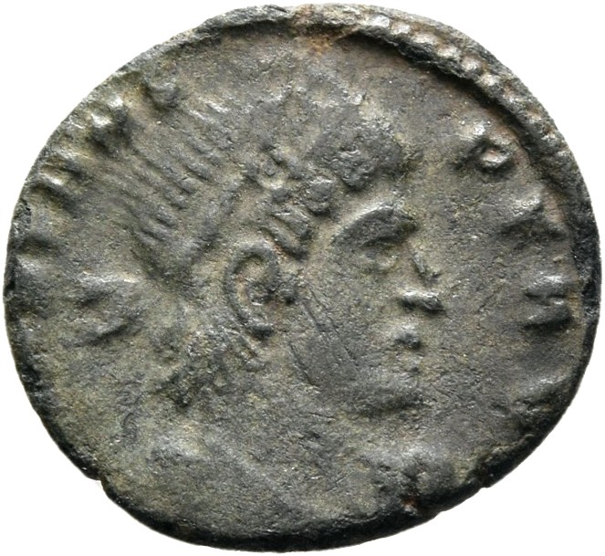RIC VIII Lugdunum 24 Constantine II obverse — Bust of Constans, laureate, rosette-diademed, draped, cuirassed, right