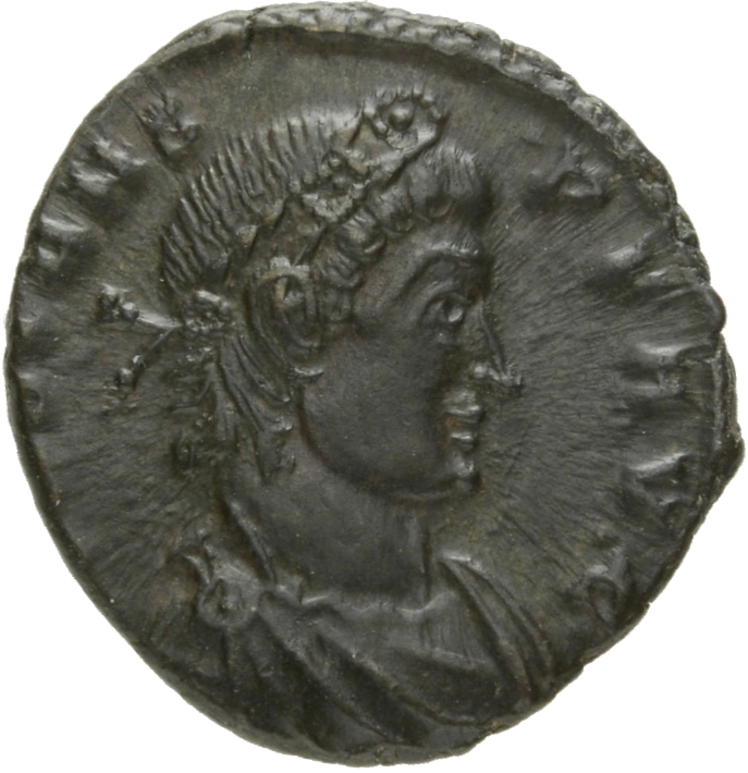 RIC VIII Lugdunum 30 Constantine II obverse, Bust of Constans, rosette-diademed, draped, cuirassed, right