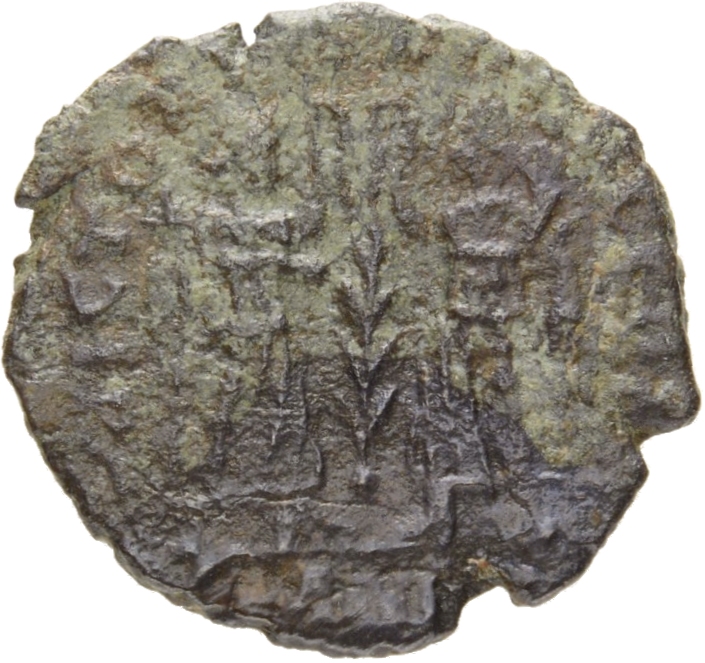 RIC VIII Lugdunum 68 Constans reverse, Two Victories, winged, draped, standing facing each other, each holding wreath in r...