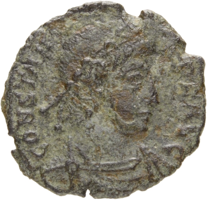 RIC VIII Lugdunum 68 Constans obverse, Bust of Constans, rosette-diademed, draped, cuirassed, right