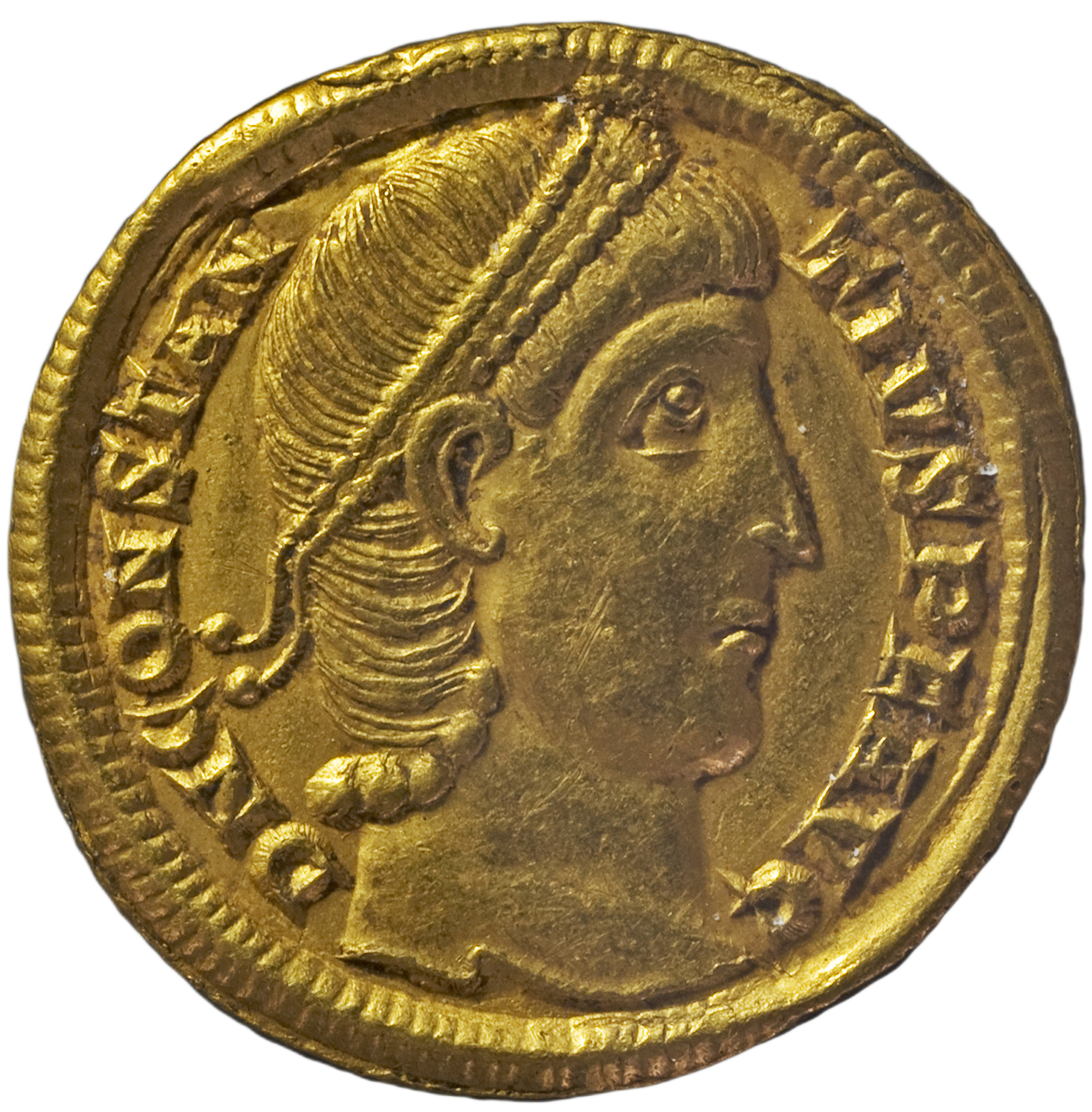 RIC VIII Nicomedia 100 Constantius II obverse, Head of Constantius II, pearl-diademed, right