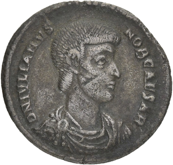 RIC VIII Nicomedia 102a Constantius II obverse, Bust of Julian, bareheaded, draped, cuirassed, right