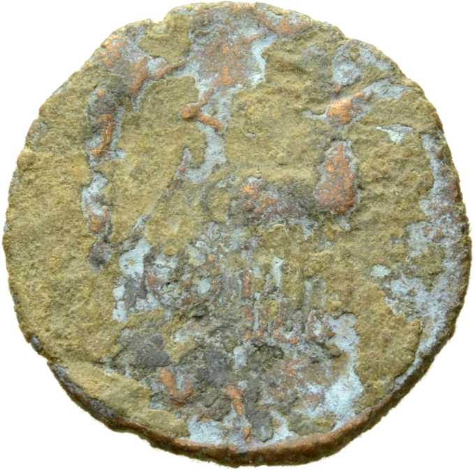 RIC VIII Nicomedia 18 Constantius II reverse, Constantine I, veiled, draped, riding right in quadriga; Hand of God reaches...