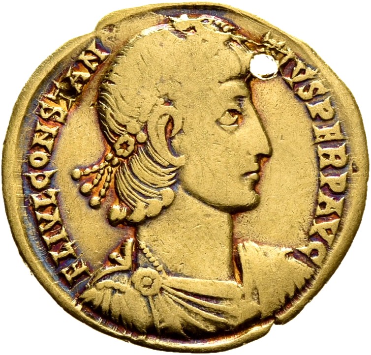 RIC VIII Nicomedia 26 Constantius II obverse, Bust of Constantius II, laureate, rosette-diademed, draped, cuirassed, right