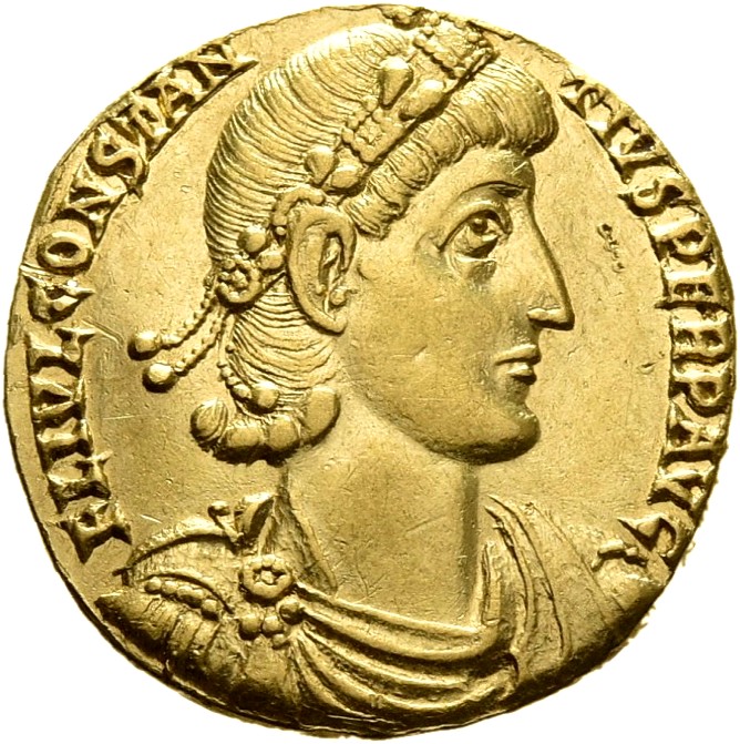RIC VIII Nicomedia 32 Constantius II obverse, Bust of Constantius II, rosette-diademed, draped, cuirassed, right
