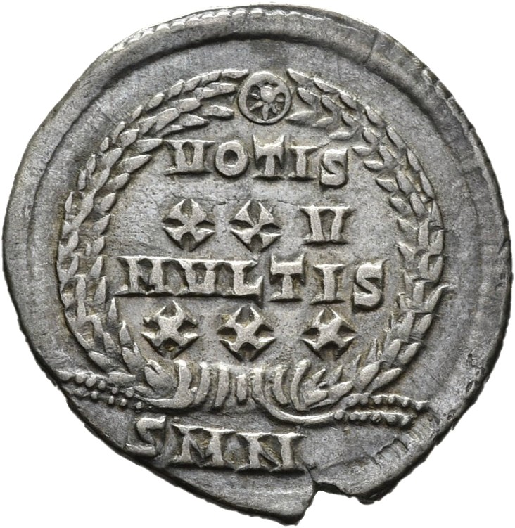 RIC VIII Nicomedia 41 Constantius II reverse, VOTIS/XXV/MVLTIS/XXX