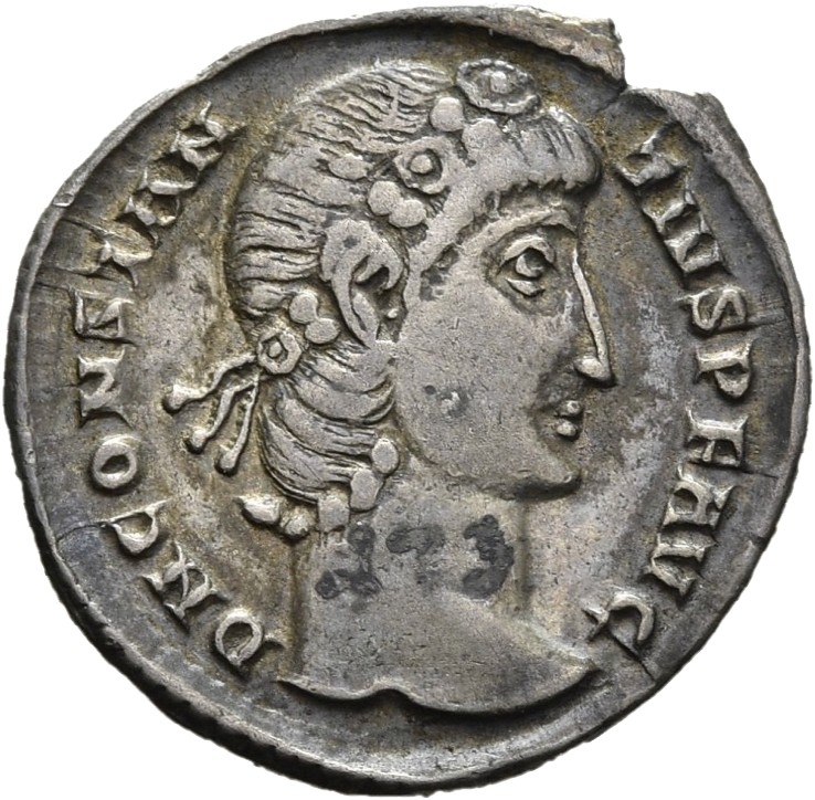 RIC VIII Nicomedia 41 Constantius II obverse, Head of Constantius II, rosette-diademed, right