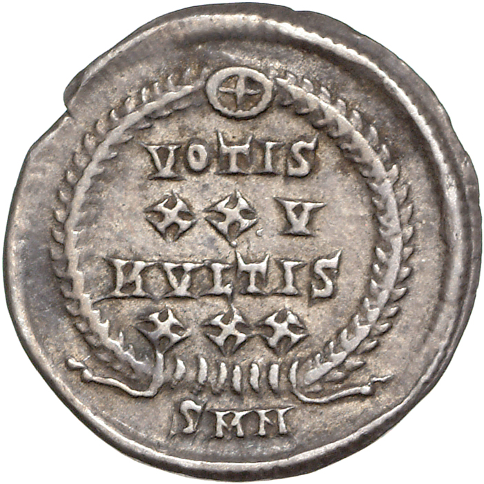 RIC VIII Nicomedia 44 Constantius II reverse, VOTIS/XXV/MVLTIS/XXX