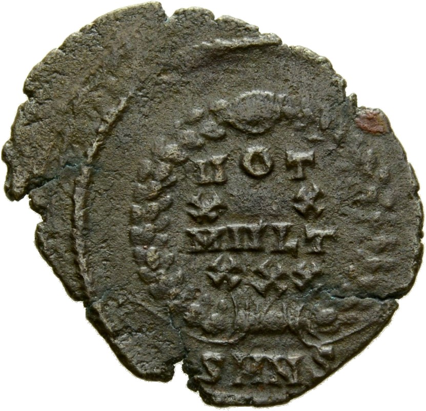 RIC VIII Nicomedia 49 Constantius II reverse, VOT/XX/MVLT/XXX within a wreath