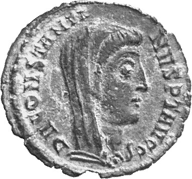 RIC VIII Nicomedia 54 Constantius II obverse, Bust of Constantine II, veiled, draped, cuirassed, right