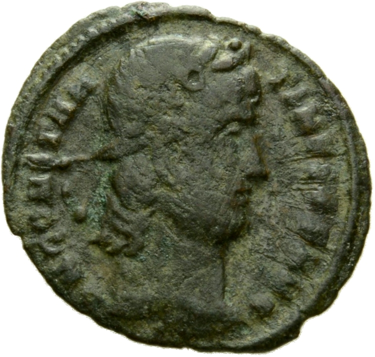 RIC VIII Nicomedia 6 Constantius II obverse, Head of Constantine II, rosette-diademed, right