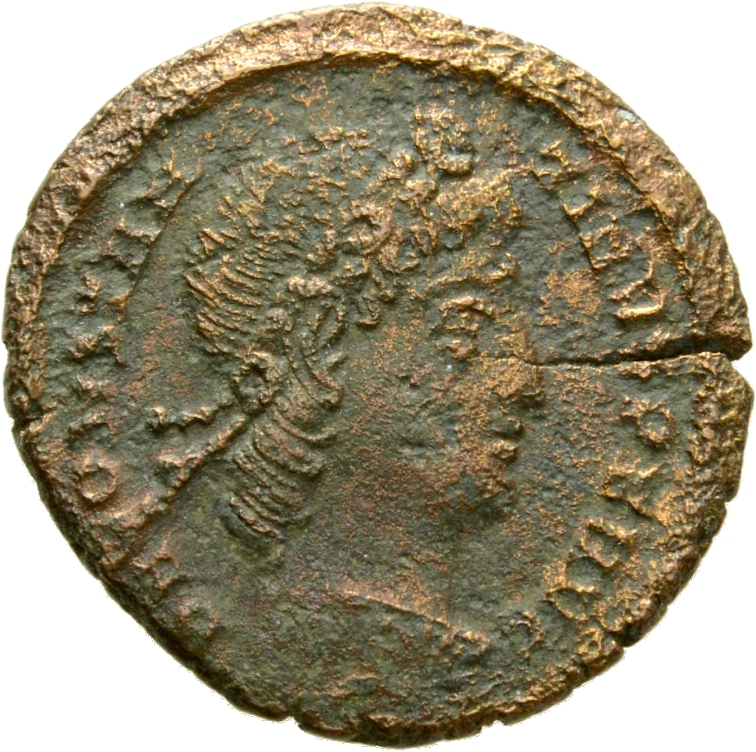 RIC VIII Nicomedia 7 Constantius II obverse, Head of Constantine II, laureate, rosette-diademed, right