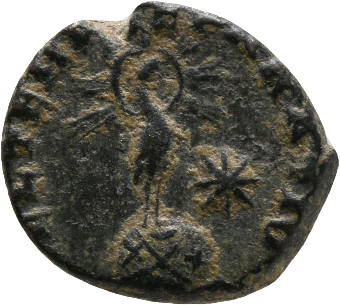 RIC VIII Nicomedia 73b Constantius II reverse, Phoenix, radiate, standing right on globe