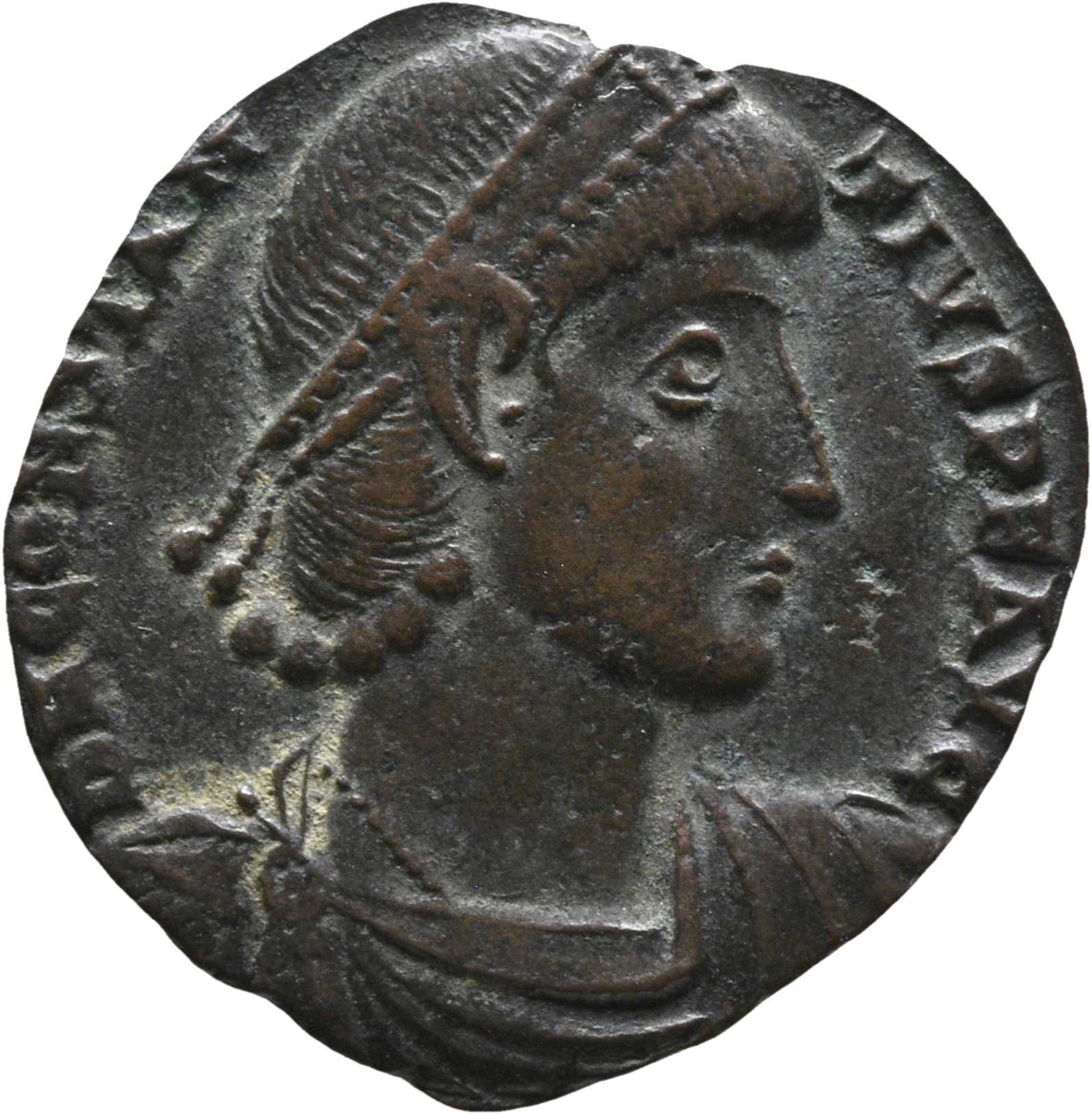 RIC VIII Nicomedia 84 Constantius II obverse, Bust of Constantius II, pearl-diademed, draped, cuirassed, right