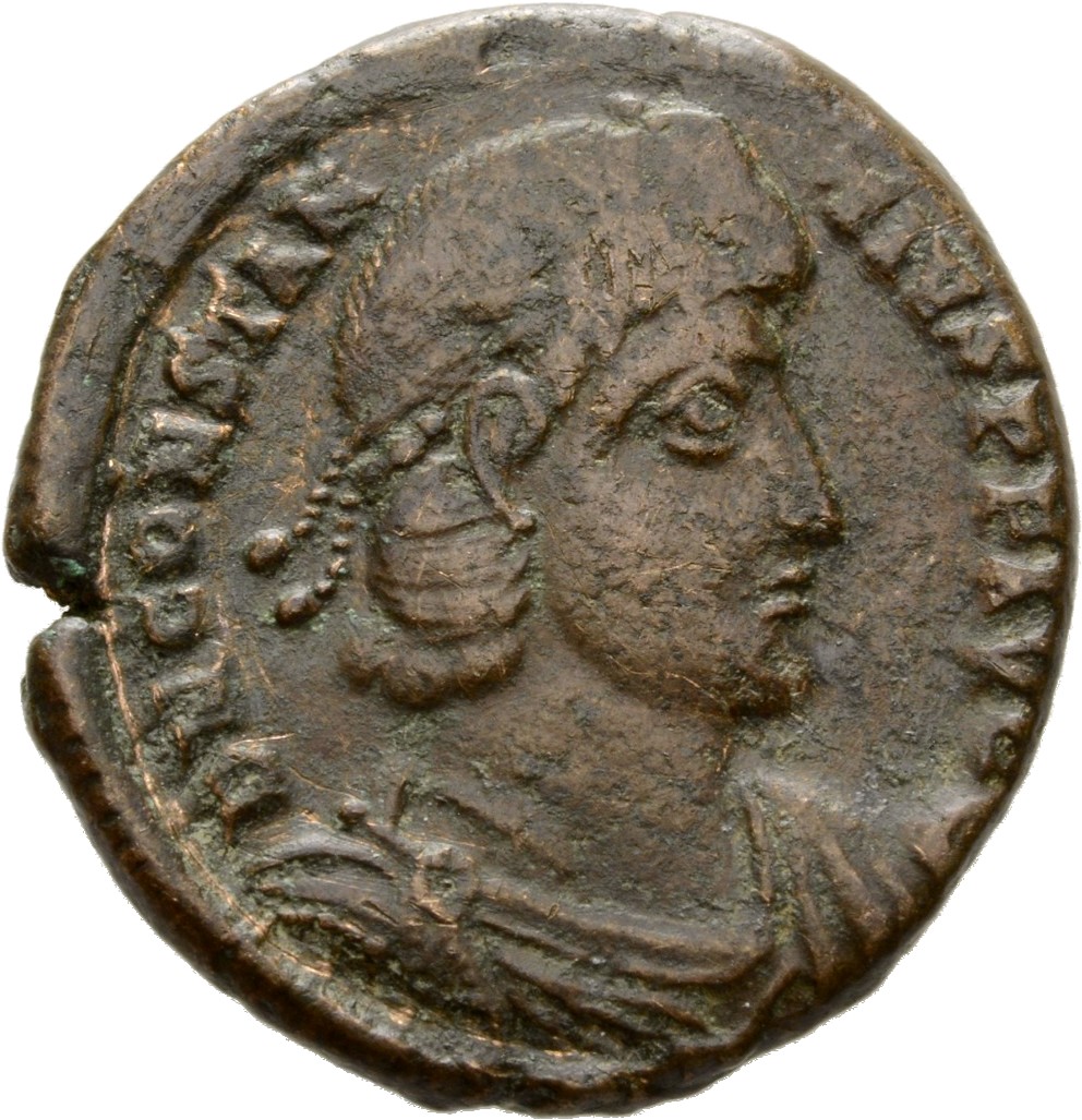 RIC VIII Nicomedia 86 Constantius II obverse, Bust of Constantius II, pearl-diademed, draped, cuirassed, right