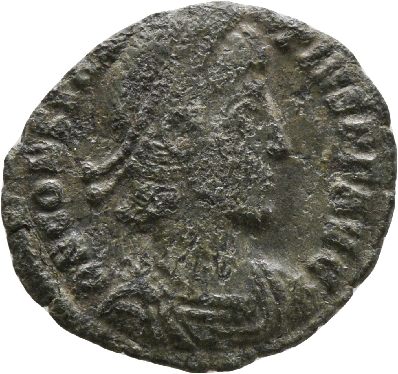 RIC VIII Nicomedia 96 Constantius II obverse, Bust of Constantius II, pearl-diademed, draped, cuirassed, right