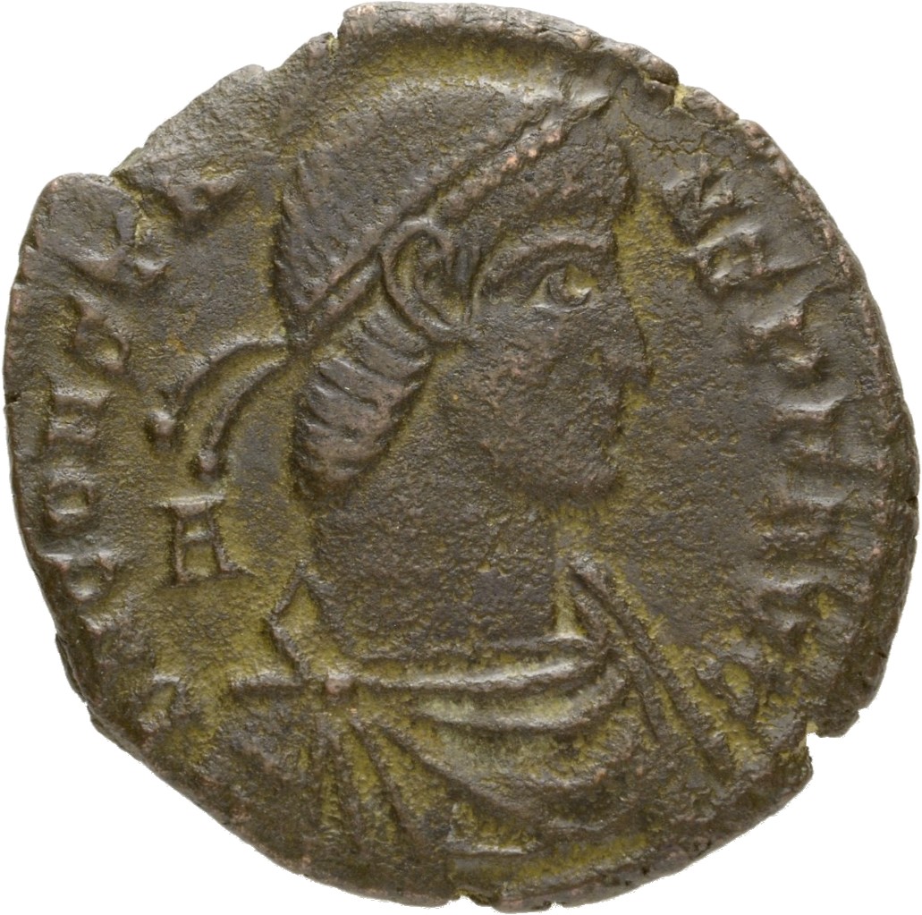 RIC VIII Rome 151 Constans obverse, Bust of Constans, pearl-diademed, draped, cuirassed, right; A behind bust