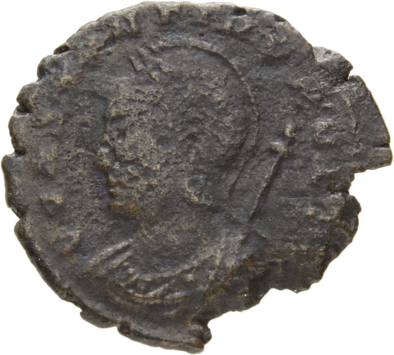 RIC VIII Rome 18 Constantine II obverse, Bust of Constantinopolis, laureate with crested helmet, wearing ornamental mantle...
