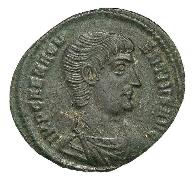 RIC VIII Rome 180 Magnentius obverse, Bust of Magnentius, bareheaded, draped, cuirassed, right