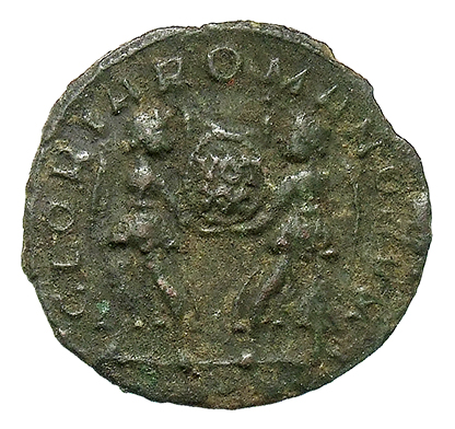 RIC VIII Rome 194 Magnentius reverse, Two Victories, winged, draped, standing facing each other, holding between them wrea...