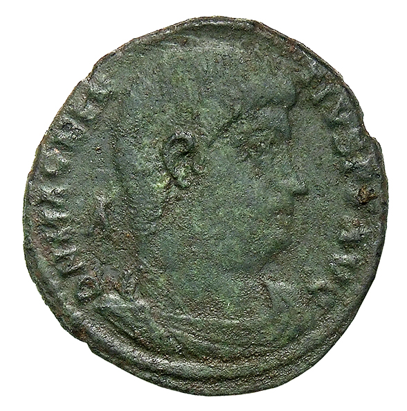 RIC VIII Rome 211 Magnentius obverse, Bust of Magnentius, bareheaded, draped, cuirassed, right; A behind bust