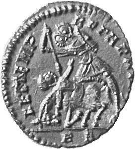 RIC VIII Rome 272 Constantius II reverse, Soldier, helmeted, draped, cuirassed, advancing left, spearing fallen horseman w...