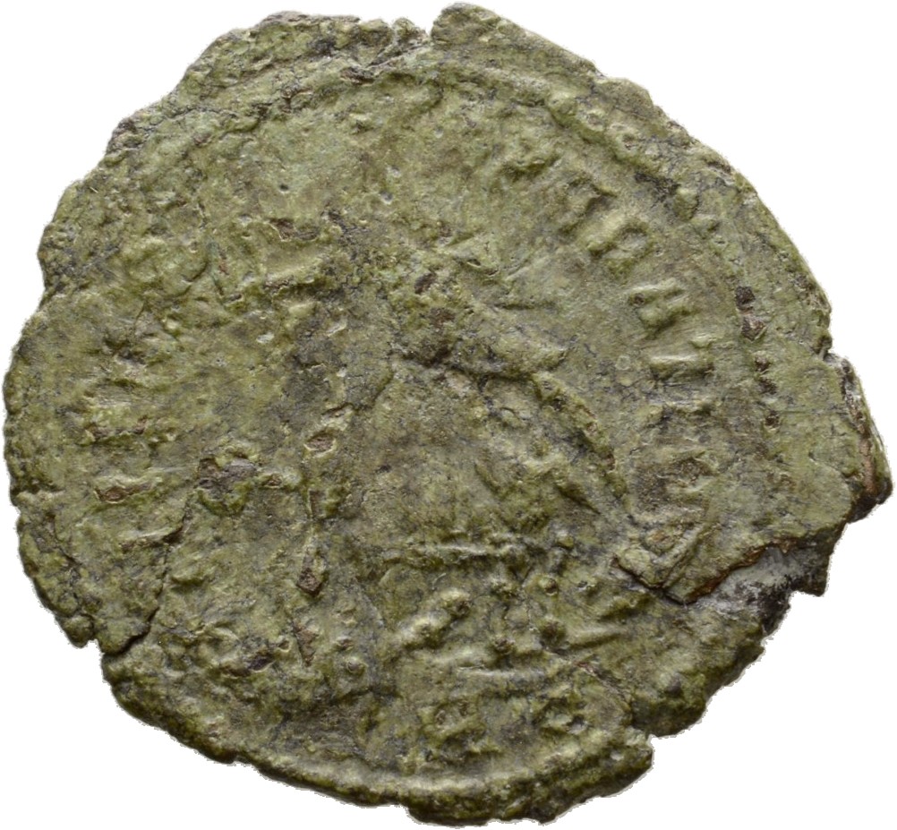 RIC VIII Rome 274 Constantius II reverse, Soldier, helmeted, draped, cuirassed, advancing left, spearing fallen horseman w...
