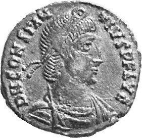 RIC VIII Rome 282 Constantius II obverse, Bust of Constantius II, pearl-diademed, draped, cuirassed, right