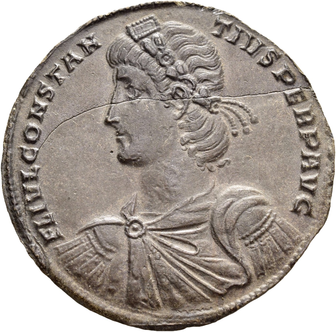 RIC VIII Rome 286 Constantius II obverse, Bust of Constantius II, laureate, rosette-diademed, draped, cuirassed, left