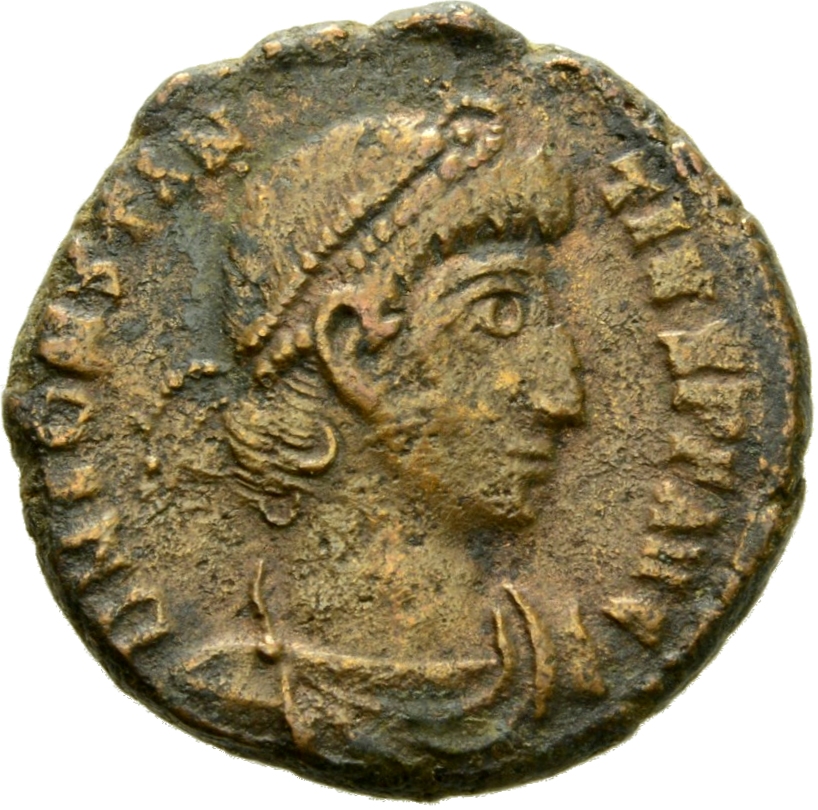 RIC VIII Rome 309 Constantius II obverse, Bust of Constantius II, pearl-diademed, draped, cuirassed, right