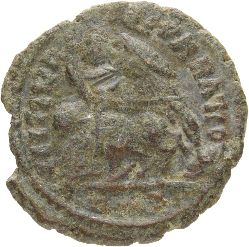 RIC VIII Rome 311 Constantius II reverse, Soldier, helmeted, draped, cuirassed, advancing left, spearing fallen horseman w...