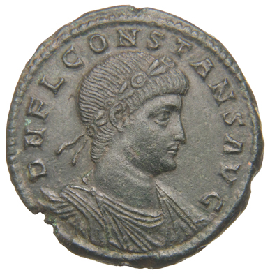 RIC VIII Rome 377 Constans obverse, Bust of Constans, laureate, rosette-diademed, draped, cuirassed, right