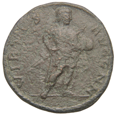 RIC VIII Rome 388 Constans reverse, Constans, laureate, draped, cuirassed, standing right, holding transverse spear in rig...
