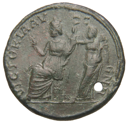 RIC VIII Rome 395 Constans reverse, Res Publica, turreted, seated left, holding branch in right hand and cornucopiae in le...