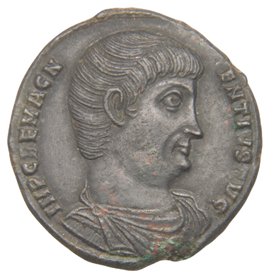 RIC VIII Rome 412 Magnentius obverse, Bust of Magnentius, bareheaded, draped, cuirassed, right