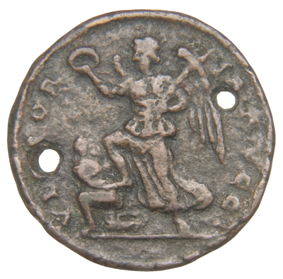 RIC VIII Rome 413 Magnentius reverse, Victory, winged, draped, advancing left, holding wreath in right hand and palm in le...