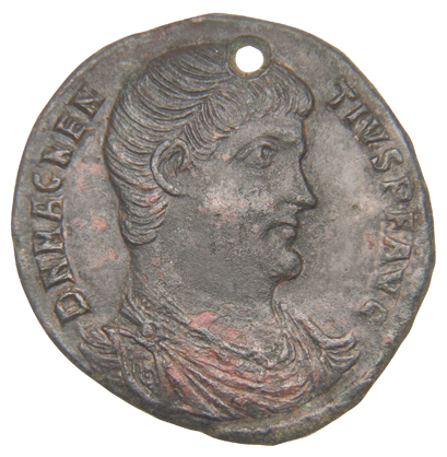 RIC VIII Rome 414 Magnentius obverse, Bust of Magnentius, bareheaded, draped, cuirassed, right