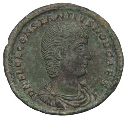 RIC VIII Rome 420 Constantius II obverse, Bust of Constantius Gallus, bareheaded, draped, cuirassed, right