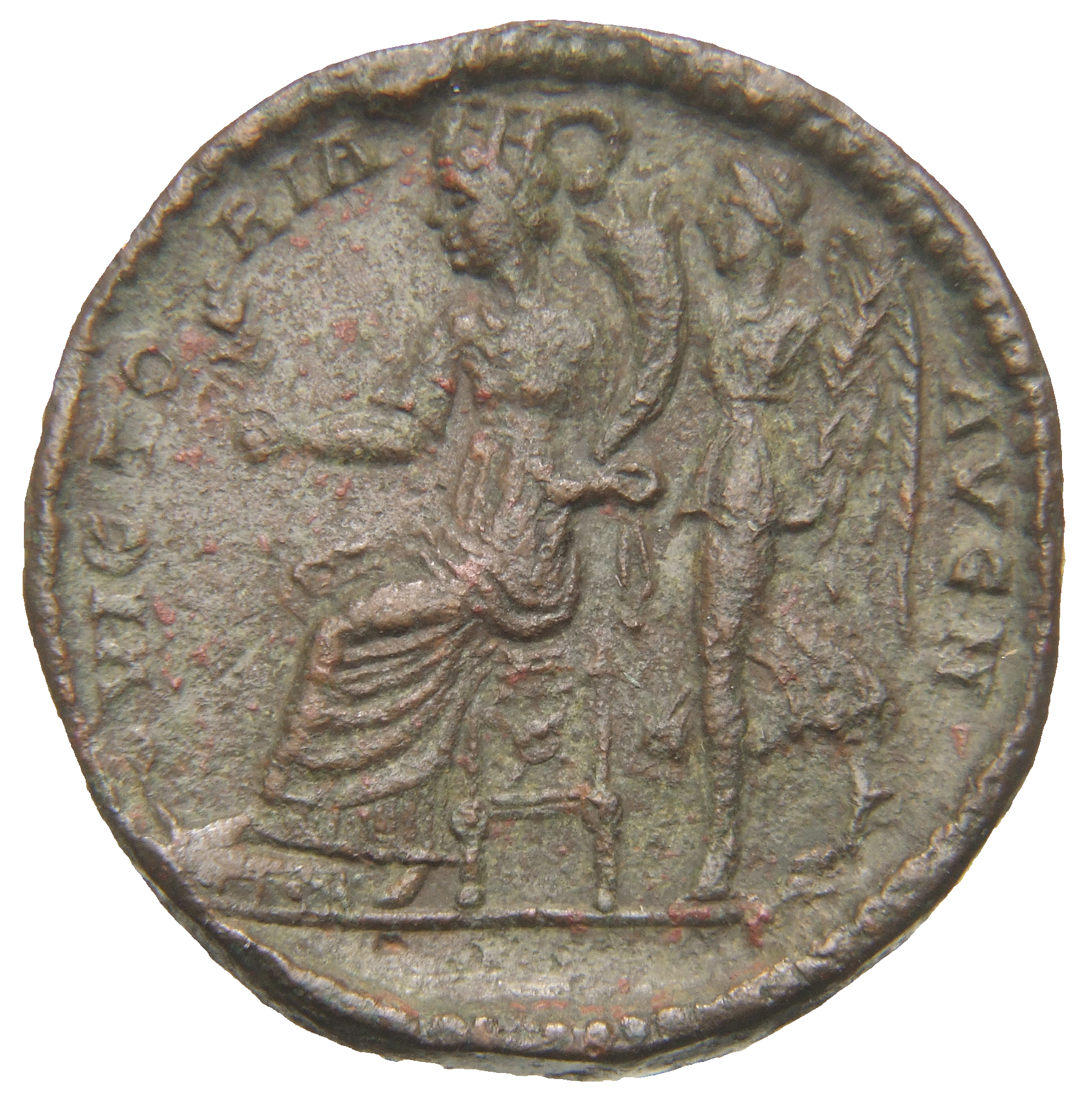 RIC VIII Rome 425 Constantius II reverse, Constantinopolis, turreted, seated left, holding branch in right hand and cornuc...