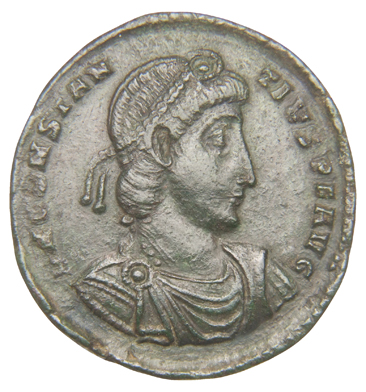 RIC VIII Rome 428 Constantius II obverse, Bust of Constantius II, pearl-diademed, draped, cuirassed, right