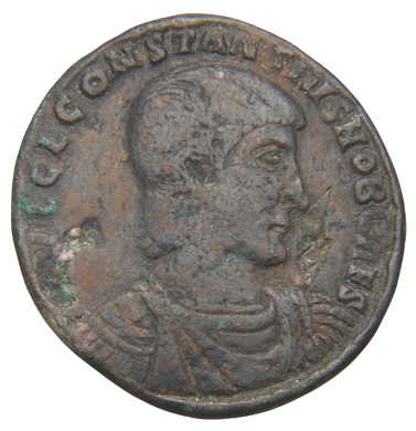 RIC VIII Rome 430 Constantius II obverse, Bust of Constantius Gallus, bareheaded, draped, cuirassed, right