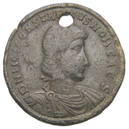 RIC VIII Rome 432 Constantius II obverse, Bust of Constantius Gallus, bareheaded, draped, cuirassed, right