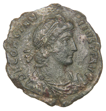 RIC VIII Rome 458 Constantius II obverse, Bust of Constantius II, pearl-diademed, draped, cuirassed, right