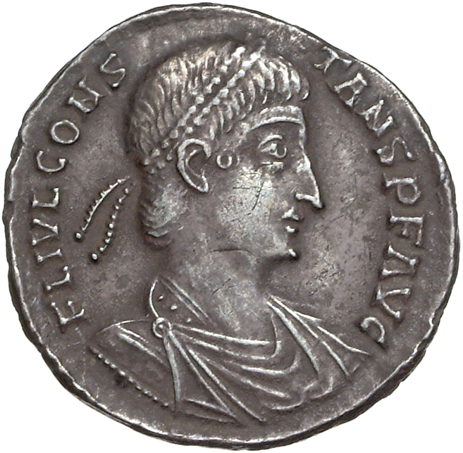 RIC VIII Rome 61 Constans obverse, Bust of Constans, pearl-diademed, draped, cuirassed, right
