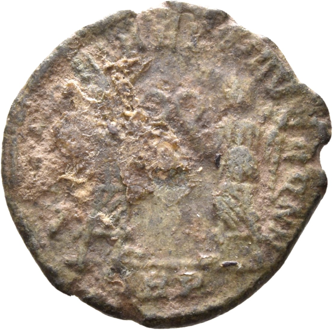 RIC VIII Rome 78 Constans reverse, Two Victories, winged, draped, standing facing each other, each holding wreath in right...