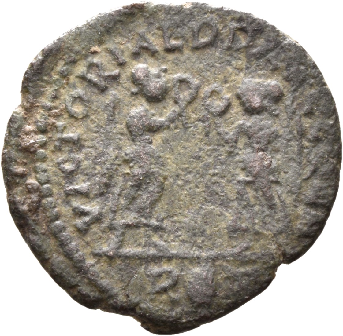 RIC VIII Rome 78 Constans reverse, Two Victories, winged, draped, standing facing each other, each holding wreath in right...
